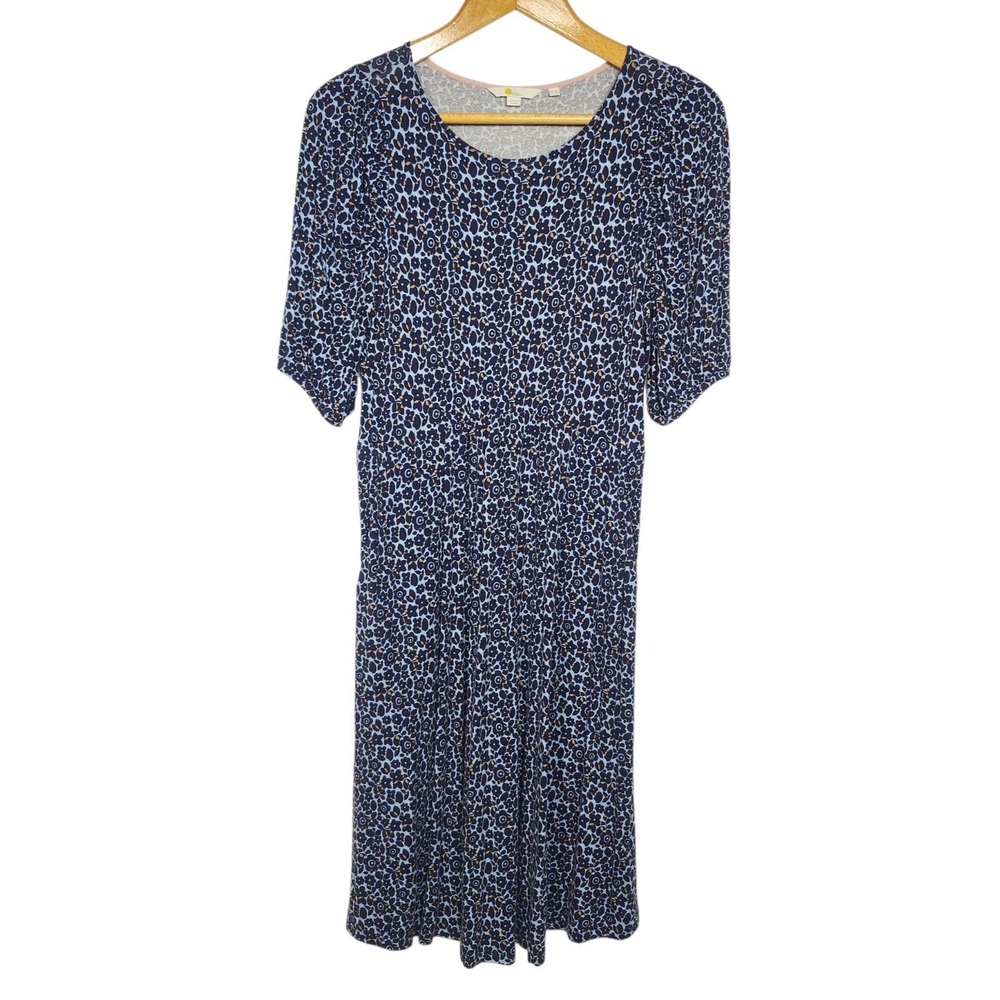 Boden Lily Blue Pebble Puff Sleeve Dress Blue Pink Floral Women's‎ Size 12R